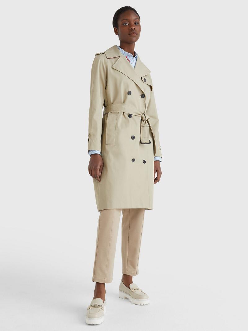 Női Tommy Hilfiger Classic Trench Kabátok Bézs | HU 24GSO